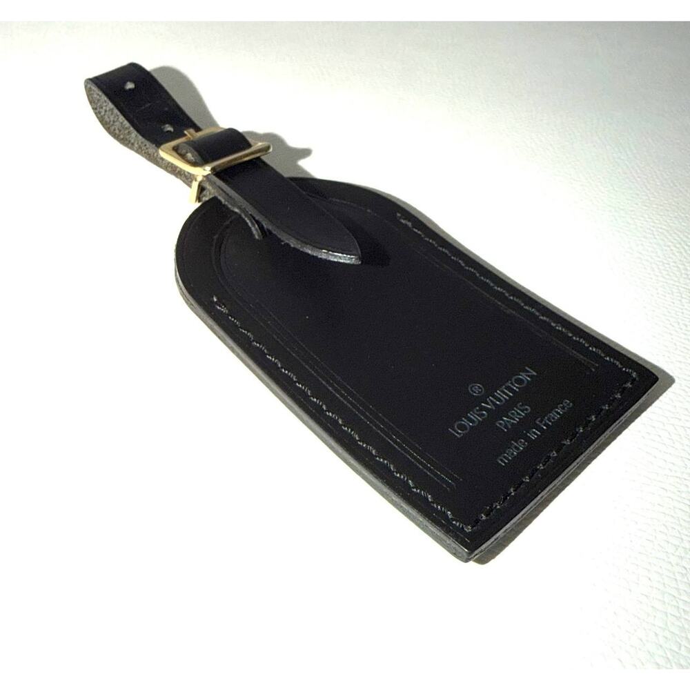 Louis Vuitton Name Tag w/ TK Black T K Leather Large Gold-tone France - Picture 4 of 11